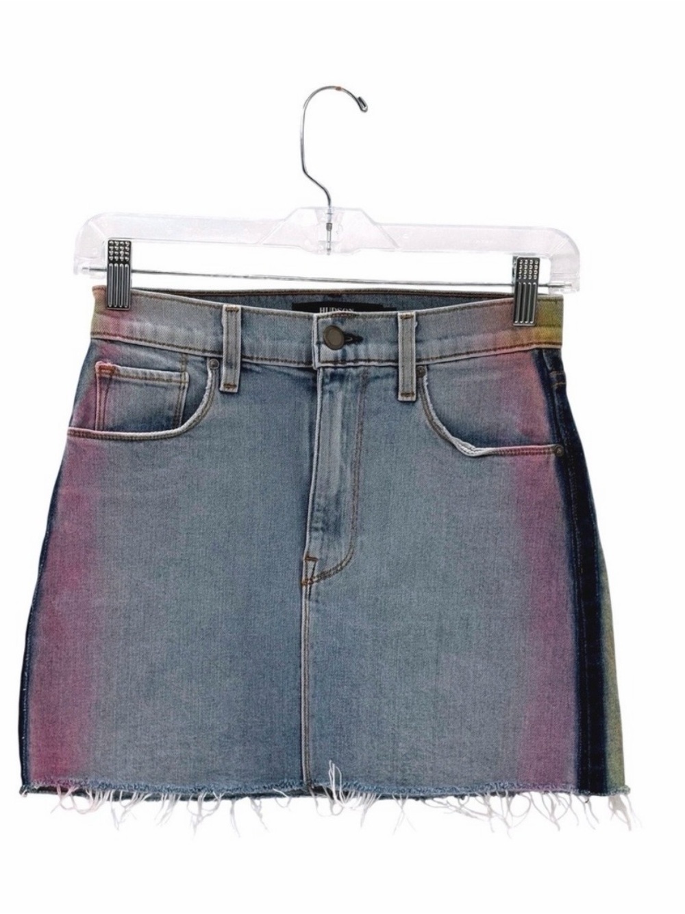 Hudson Viper Denim Skirt with Purple and Navy Blue Stripe